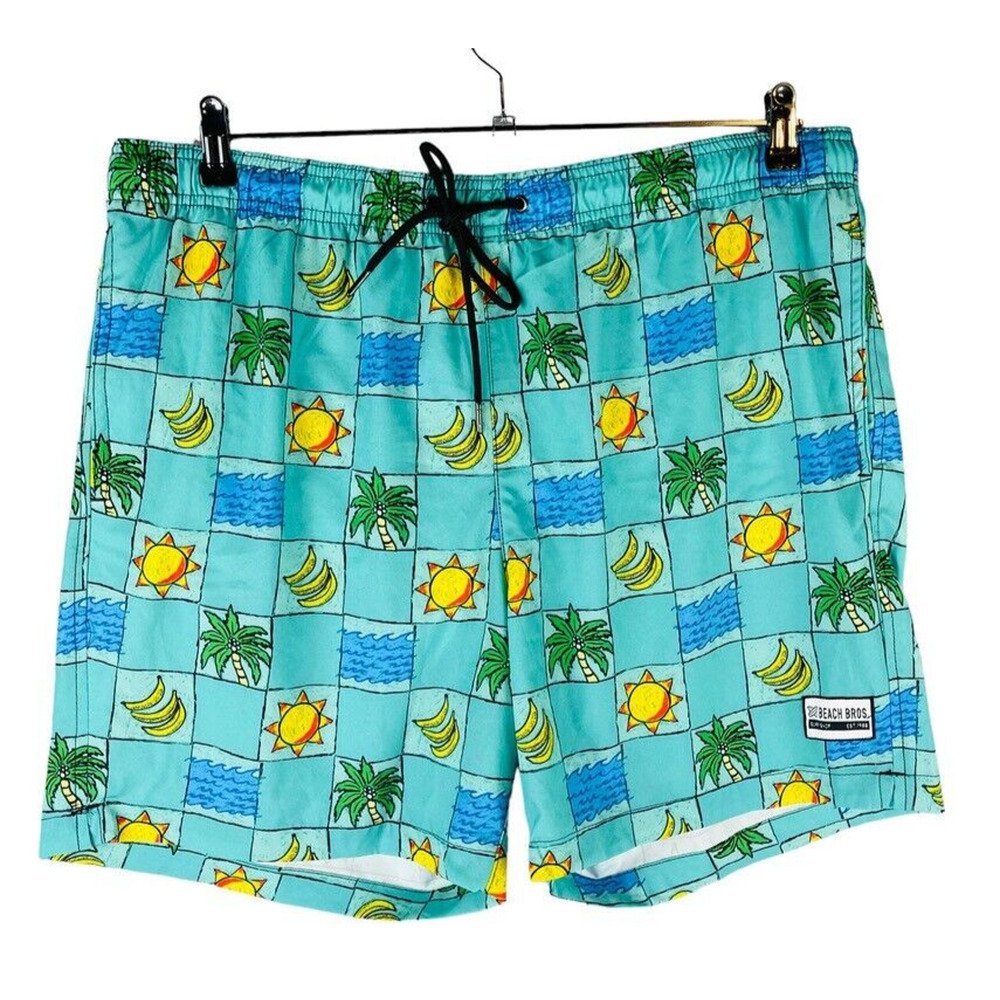 Beach Bros Mens XXL Swim Trunks XXL Lined Pockets‎ Green Banana Vintage